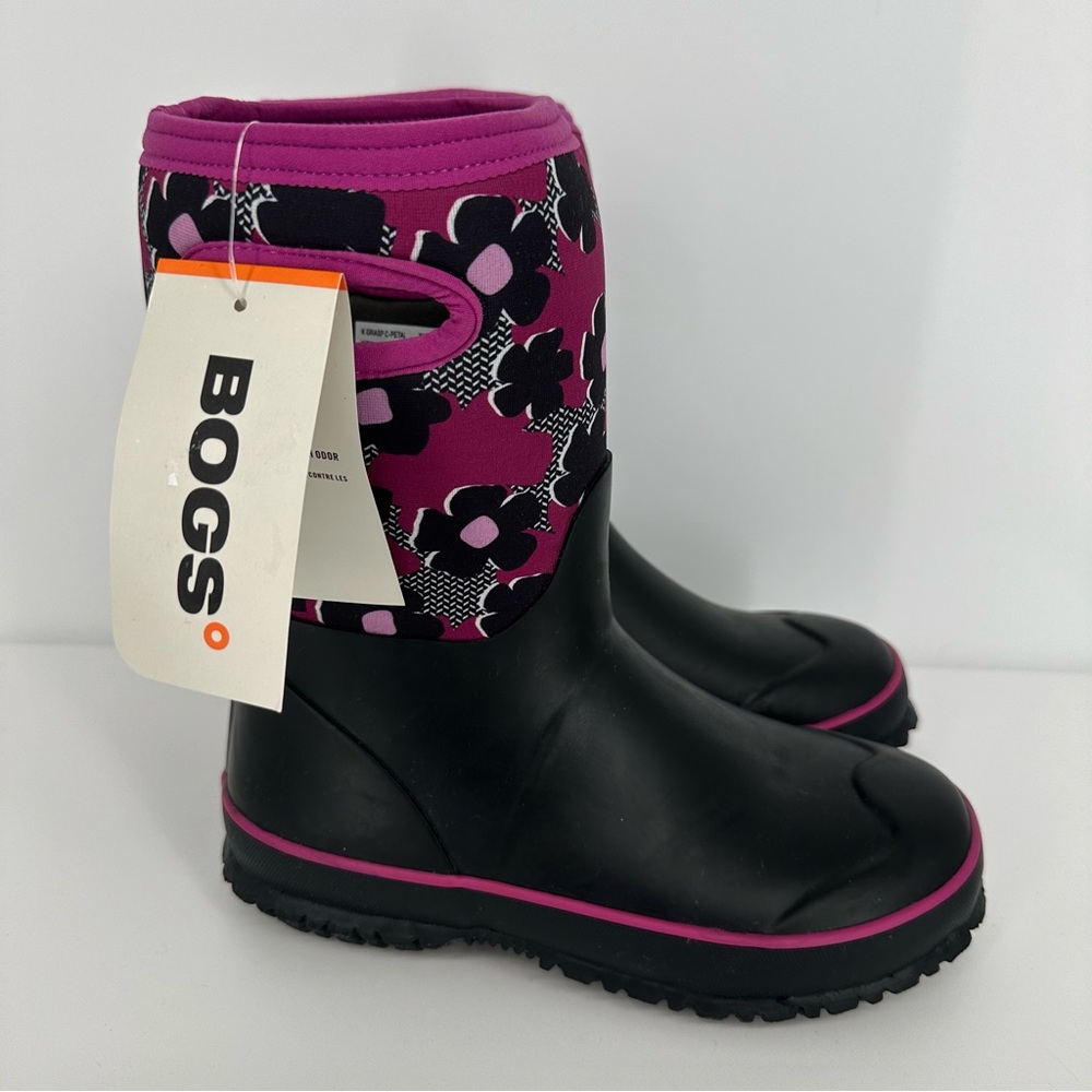 Bogs Grasp Pink Floral Girls Kids Size 4 Rain Snow Winter Boots -30 Degrees NEW
